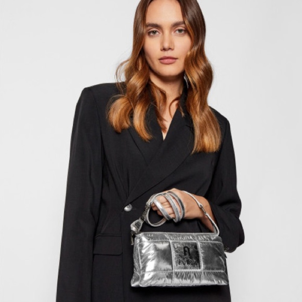 Furla silver crossbody bag NWT and dust bag